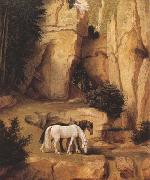 Moritz von Schwind A Hermit Leading Horses to the Trough (mk22) oil painting picture wholesale